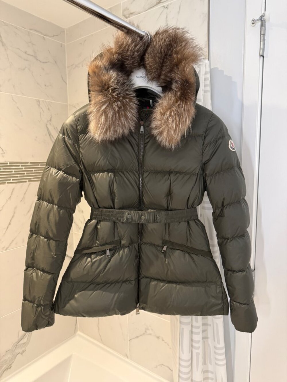 Like New Women's Moncler Down Jacket with Real Fox Fur, Size 1
